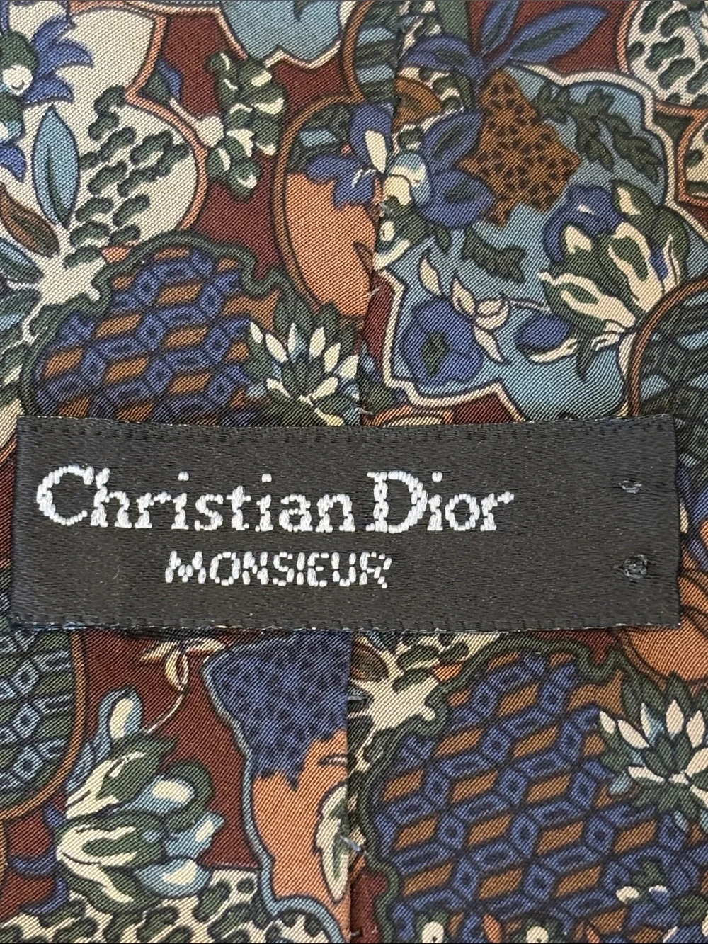 CHRISTIAN DIOR MONSIEUR MEN’S VINTAGE NECKTIE NEUTRAL ABSTRACT FLORAL PATTERN